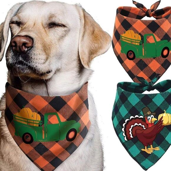 Fall Thanksgiving  2 pack bandana set  Brand new in package neck 24"acro… - Picture 9 of 9